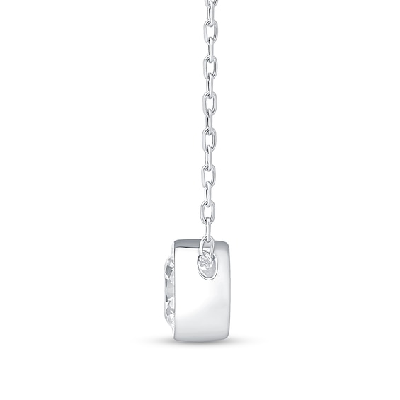 1 CT. Certified Lab-Grown Diamond Bezel-Set Solitaire Pendant in 14K White Gold (F/Si2) - 19"