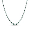 Thumbnail Image 2 of Lab-Created Emerald and 8 CT. T.W. Diamond Graduated Alternating Tennis Necklace in 10K White Gold - 16"