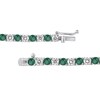 Thumbnail Image 3 of Lab-Created Emerald and 8 CT. T.W. Diamond Graduated Alternating Tennis Necklace in 10K White Gold - 16"