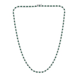 Lab-Created Emerald and 6 CT. T.W. Diamond Alternating Tennis Necklace in 10K White Gold - 16.5"