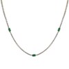 Thumbnail Image 2 of Emerald-Cut Lab-Created Emerald and 3 CT. T.W. Diamond Station Line Necklace in 10K Gold - 16"