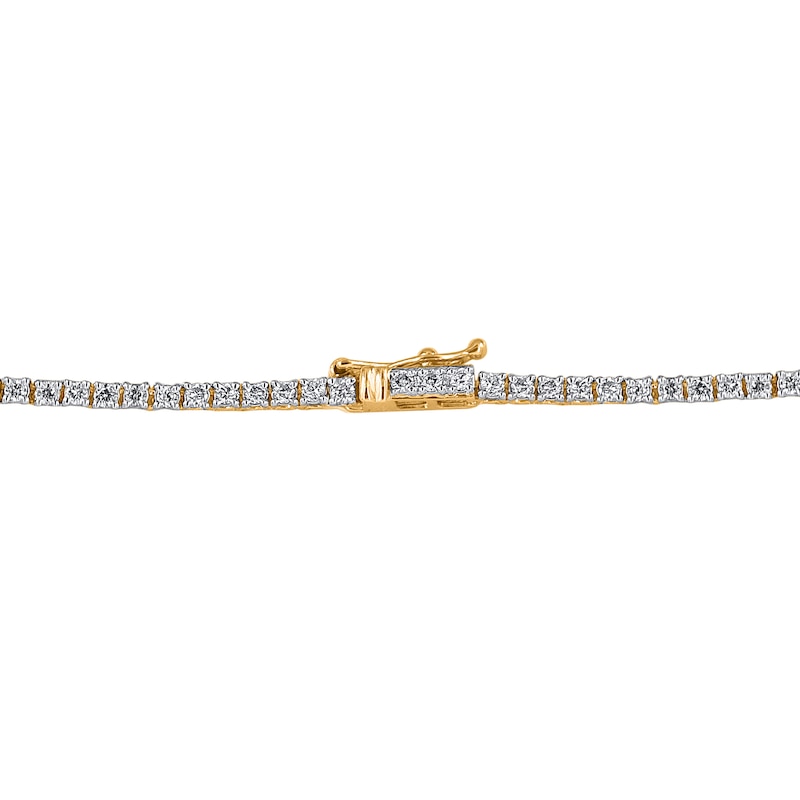 Main Image 3 of Emerald-Cut Lab-Created Emerald and 3 CT. T.W. Diamond Station Line Necklace in 10K Gold - 16"