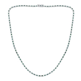 Lab-Created Emerald and 2-1/4 CT. T.W. Diamond Alternating Tennis Necklace in 10K White Gold - 16"