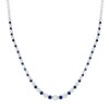 Thumbnail Image 2 of Blue Lab-Created Sapphire and 1-1/2 CT. T.W. Diamond Graduated Alternating Tennis Necklace in 10K White Gold - 16"