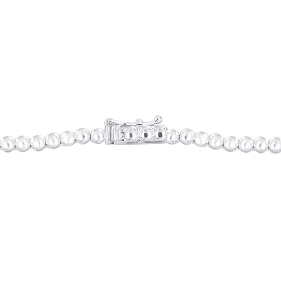 Blue Lab-Created Sapphire and 1-1/2 CT. T.w. Diamond Graduated Alternating Tennis Necklace in 10K White Gold - 16"