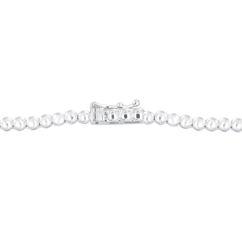 Main Image 3 of Blue Lab-Created Sapphire and 1-1/2 CT. T.W. Diamond Graduated Alternating Tennis Necklace in 10K White Gold - 16"