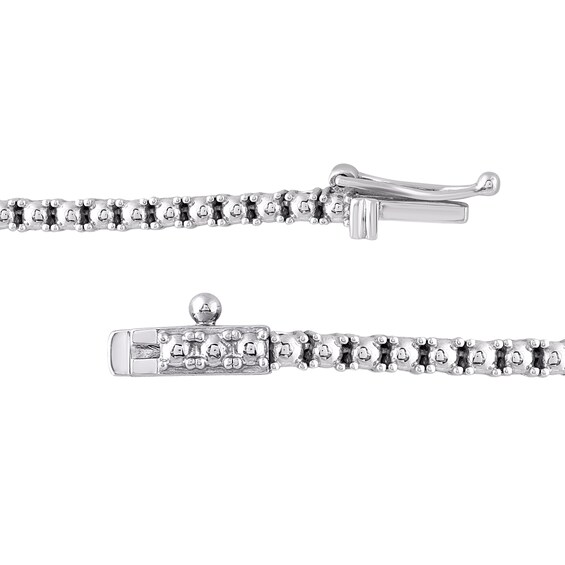 Lab-Created Emerald and 1 CT. T.w. Diamond Alternating Tennis Necklace in 10K White Gold - 16"
