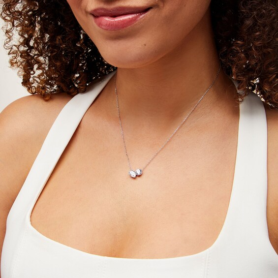 2 CT. T.w. Pear-Shaped and Round Certified Lab-Grown Diamond Toi et Moi Necklace in 14K White Gold (F/Vs2)