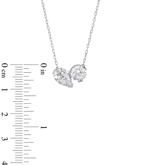 2 CT. T.w. Pear-Shaped and Round Certified Lab-Grown Diamond Toi et Moi Necklace in 14K White Gold (F/Vs2)