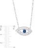 Thumbnail Image 2 of 4.0mm Blue and White Lab-Created Sapphire Swirl Evil Eye Necklace in Sterling Silver