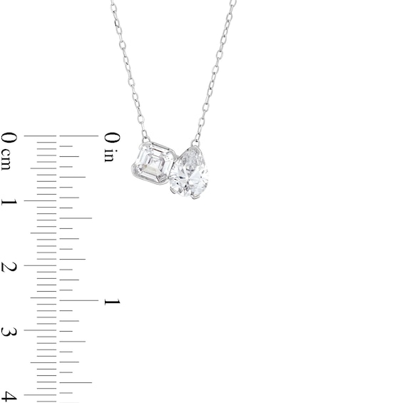 2 CT. T.w. Pear-Shaped and Asscher-Cut Certified Lab-Grown Diamond Toi et Moi Necklace in 14K White Gold (F/Vs2)