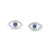Thumbnail Image 1 of Blue and White Lab-Created Sapphire Evil Eye Stud Earrings in Sterling Silver