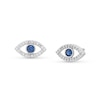 Thumbnail Image 0 of Blue and White Lab-Created Sapphire Evil Eye Stud Earrings in Sterling Silver