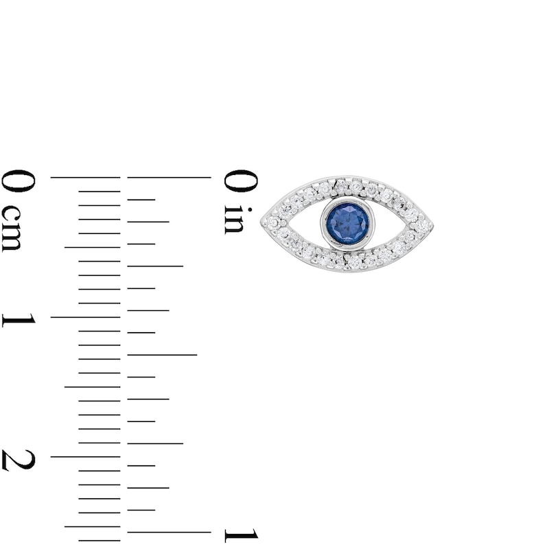 Main Image 3 of Blue and White Lab-Created Sapphire Evil Eye Stud Earrings in Sterling Silver