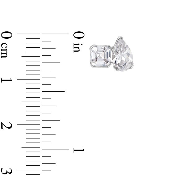 2 CT. T.w. Pear and Asscher-Cut Certified Lab-Grown Diamond Toi et Moi Stud Earrings in 14K White Gold (F/Vs2)