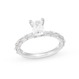 1-1/2 CT. T.W. Certified Emerald-Cut Lab-Grown Diamond Engagement Ring in 14K White Gold (F/VS2)