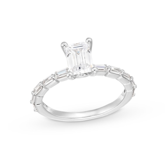 1-1/2 CT. T.w. Certified Emerald-Cut Lab-Grown Diamond Engagement Ring in 14K White Gold (F/Vs2)