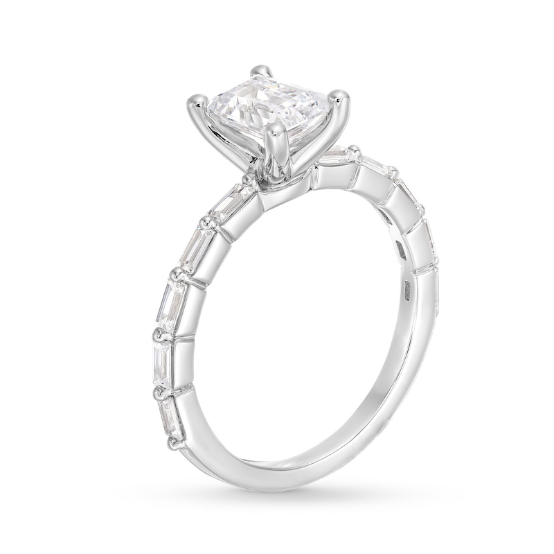Main Image 3 of 1-1/2 CT. T.W. Certified Emerald-Cut Lab-Grown Diamond Engagement Ring in 14K White Gold (F/VS2)