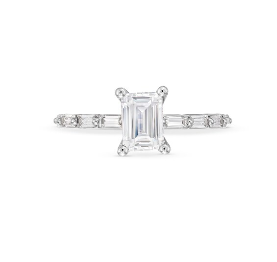 1-1/2 CT. T.w. Certified Emerald-Cut Lab-Grown Diamond Engagement Ring in 14K White Gold (F/Vs2)