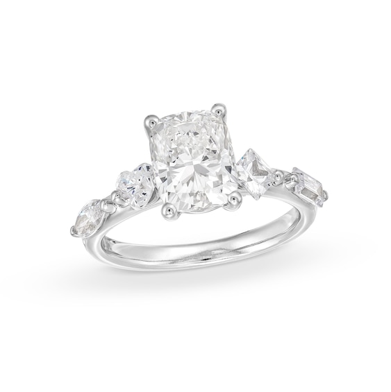 3 CT. T.w. Multi-Shaped Certified Lab-Grown Diamond Engagement Ring in 14K White Gold (F/Vs2)