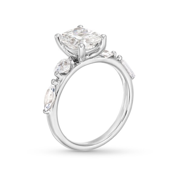 3 CT. T.w. Multi-Shaped Certified Lab-Grown Diamond Engagement Ring in 14K White Gold (F/Vs2)