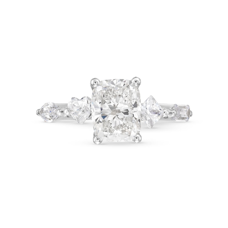 3 CT. T.W. Multi-Shaped Certified Lab-Created Diamond Engagement Ring in 14K White Gold (F/VS2)