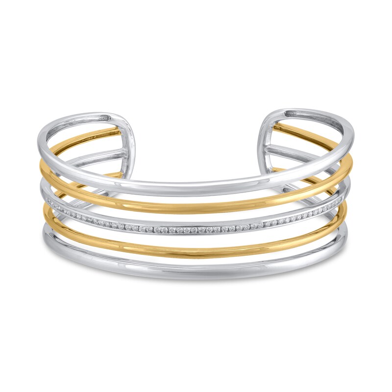 1/2 CT. T.W. Lab-Created Diamond Bangle Bracelet in Sterling Silver and 14K Gold Plate (F/SI2)