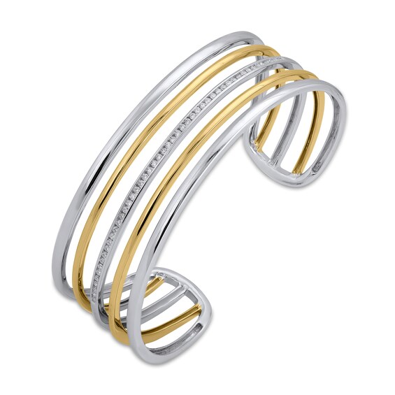 1/2 CT. T.w. Lab-Grown Diamond Bangle Bracelet in Sterling Silver and 14K Gold Plate (F/Si2)
