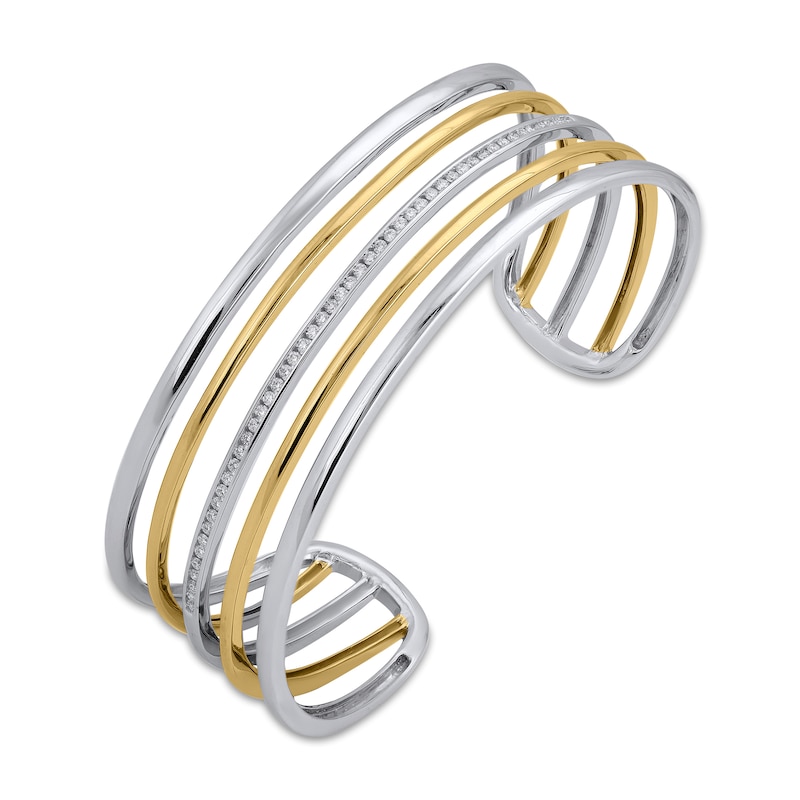 Main Image 2 of 1/2 CT. T.W. Lab-Grown Diamond Bangle Bracelet in Sterling Silver and 14K Gold Plate (F/SI2)