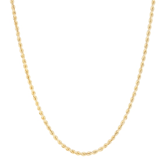 2.5mm Silk Rope⢠Chain Necklace in Hollow 14K Gold - 22"