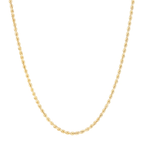 2.5mm Rope Chain Necklace in Hollow 14K Gold - 22"