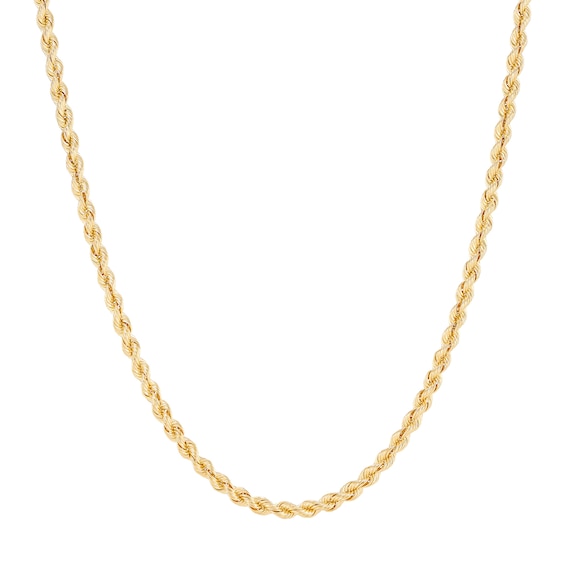 3.0mm Silk Rope⢠Chain Necklace in Hollow 14K Gold - 24"