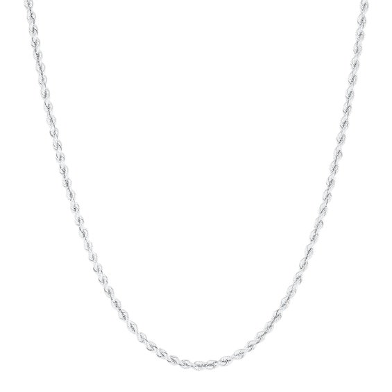 2.5mm Silk Rope⢠Chain Necklace in Hollow 14K White Gold - 18"