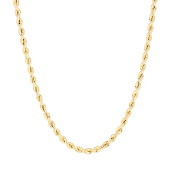 3.7mm Silk Rope⢠Chain Necklace in Hollow 14K Gold - 20"