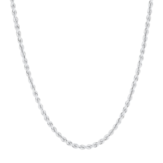3.0mm Silk Rope⢠Chain Necklace in Hollow 14K White Gold - 24"