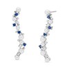 Thumbnail Image 1 of Journey Freshwater Cultured Pearl, Blue and White Lab-Created Sapphire Curved Drop Earrings in Sterling Silver
