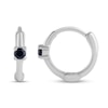 Thumbnail Image 1 of Blue Sapphire Solitaire Hoop Earrings in 10K White Gold
