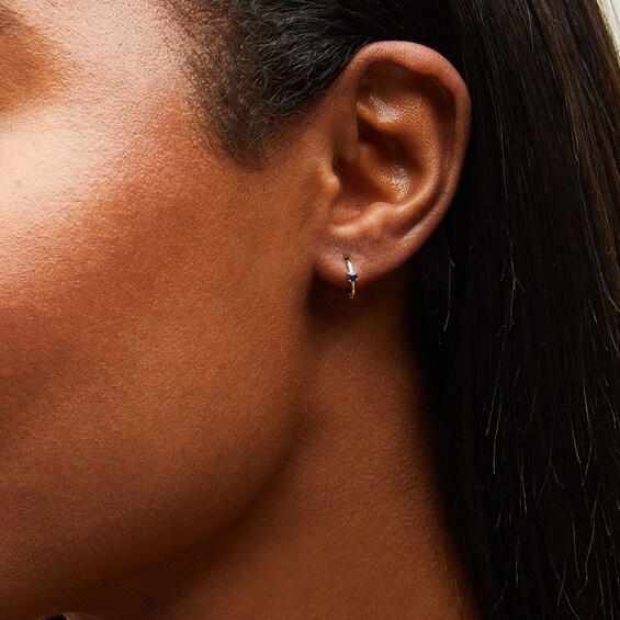 Blue Sapphire Solitaire Hoop Earrings in 10K White Gold