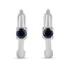 Thumbnail Image 3 of Blue Sapphire Solitaire Hoop Earrings in 10K White Gold