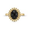 Thumbnail Image 3 of Onyx and White Lab-Created Sapphire Sunburst Pendant, Ring and Stud Earrings Set in Sterling Silver with 18K Gold Plate