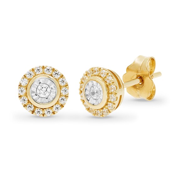 1/4 CT. T.w. Diamond Stud and Hoop Earrings Set in Sterling Silver with 18K Gold Plate