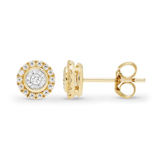 1/4 CT. T.w. Diamond Stud and Hoop Earrings Set in Sterling Silver with 18K Gold Plate