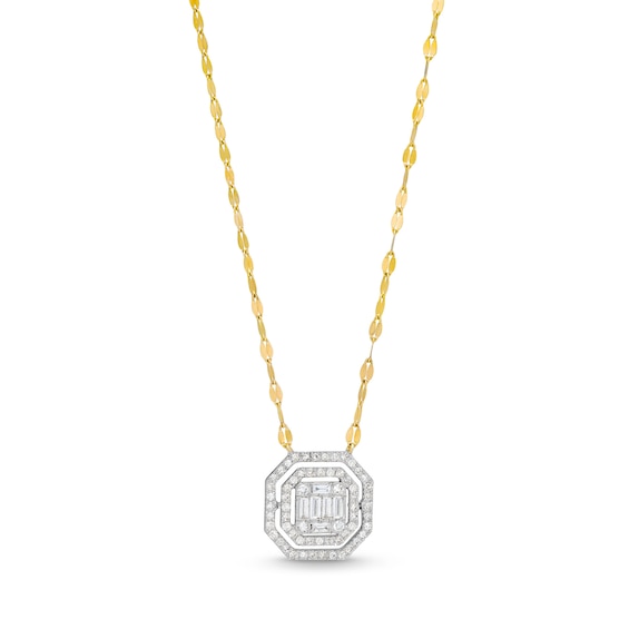 1/2 CT. T.w. Princess-Shaped Multi-Diamond Double Octagonal Frame Necklace in 10K Gold