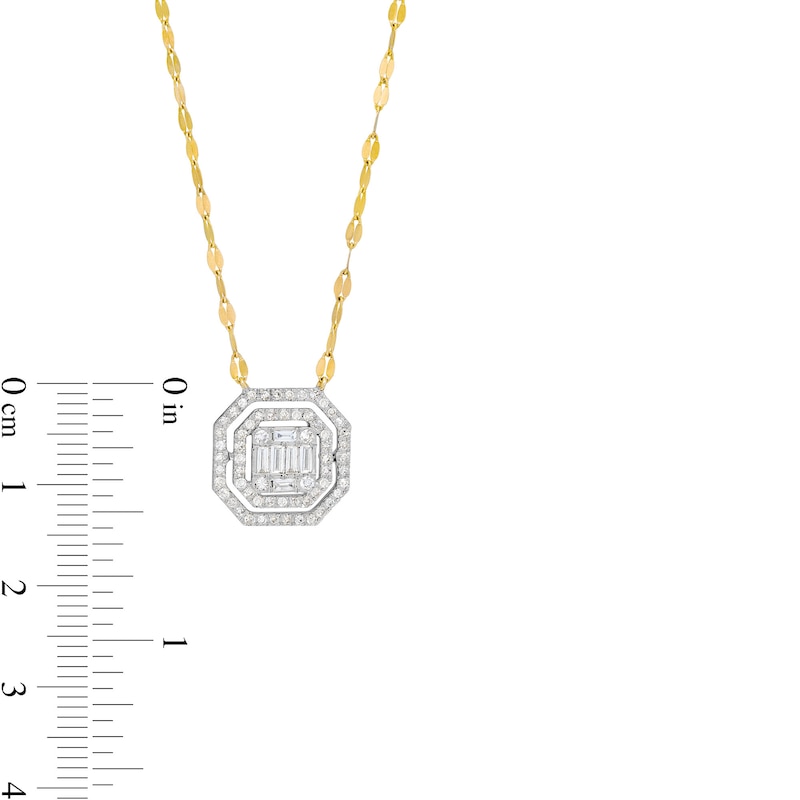 Main Image 4 of 1/2 CT. T.W. Princess-Shaped Multi-Diamond Double Octagonal Frame Necklace in 10K Gold