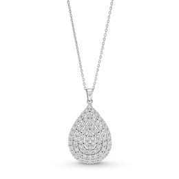 1/5 CT. T.W. Pear-Shaped Multi-Diamond Triple Frame Pendant in Sterling Silver