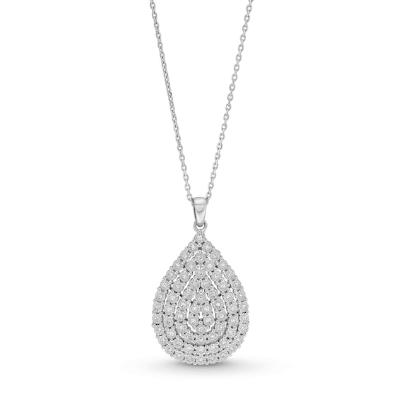 1/5 CT. T.w. Pear-Shaped Multi-Diamond Triple Frame Pendant in Sterling Silver