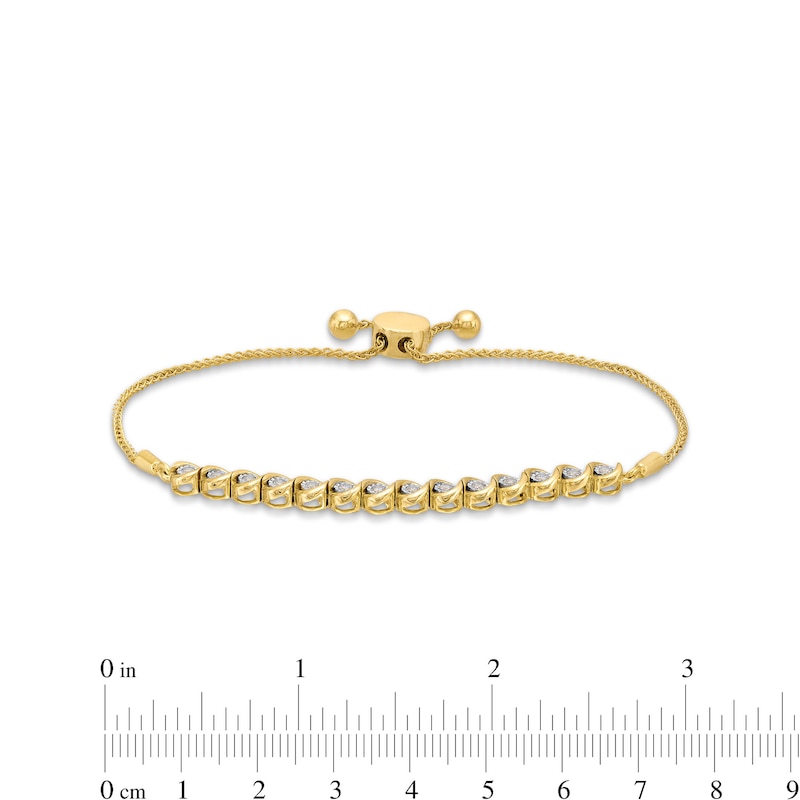 Main Image 3 of 1/4 CT. T.W. Diamond Bypass Frame Line Bolo Bracelet in Sterling Silver with 10K Gold Plate - 9"