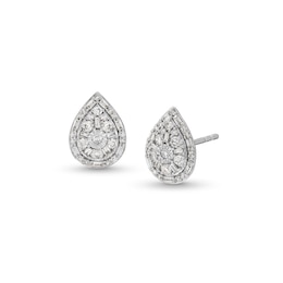 1/2 CT. T.W. Pear-Shaped Multi-Diamond Frame Stud Earrings in Sterling Silver