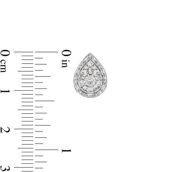 1/2 CT. T.w. Pear-Shaped Multi-Diamond Frame Stud Earrings in Sterling Silver