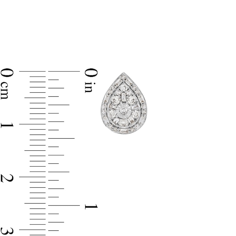 Main Image 3 of 1/2 CT. T.W. Pear-Shaped Multi-Diamond Frame Stud Earrings in Sterling Silver